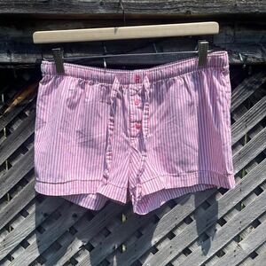 Y2K‎ Womens Boxer Short Pink Pinstripe Button Small Low Rise Coquette Summer